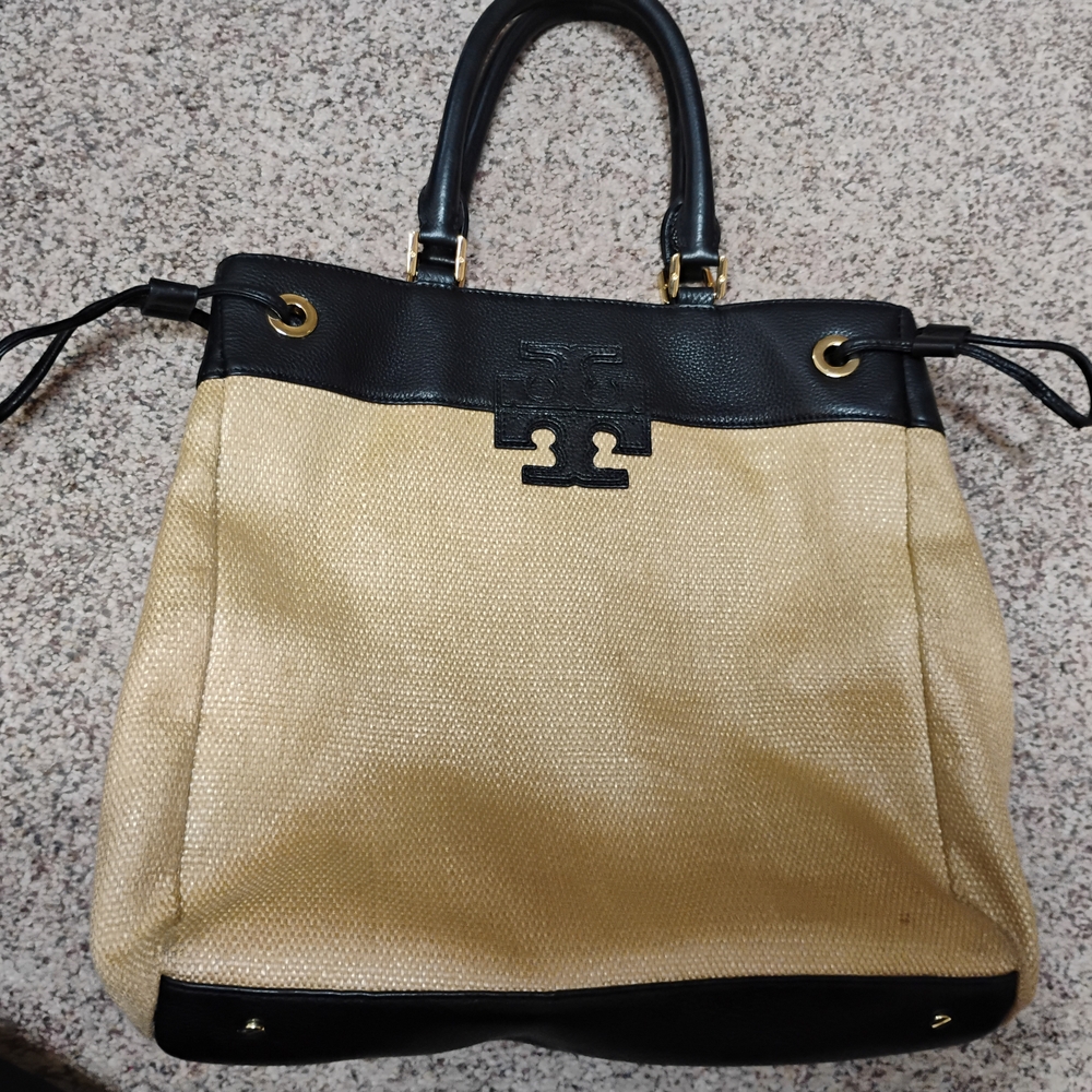 Tory Burch Black and Tan Women's Tote Bag
